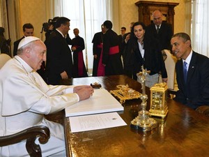 Papa Francisco recebe o presidente Barack Obama no Vaticano
