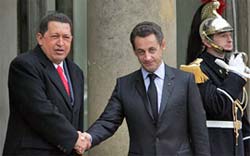 Chvez se encontra com Sarkozy e discute sobre as Farc