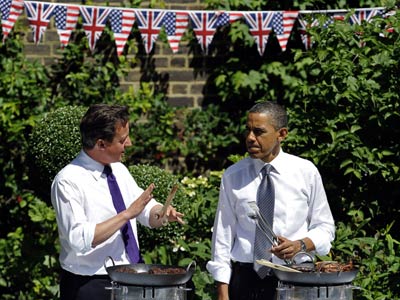 Obama faz churrasco com primeiro-ministro britnico