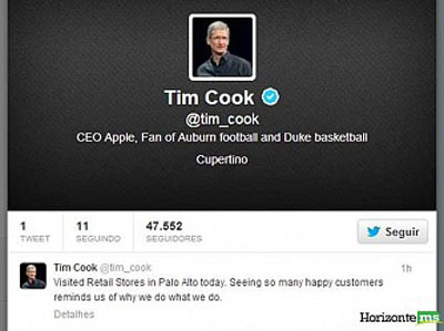 Presidente da Apple adere ao Twitter na estreia do novo iPhone nas lojas