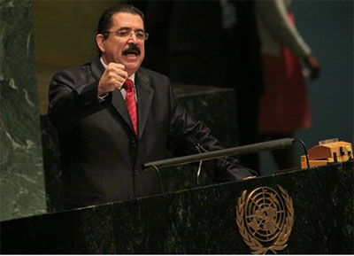 Na ONU, presidente deposto de Honduras nega tentativa de segundo mandato