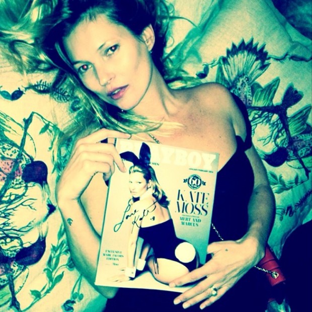 Kate Moss na capa e recheio da edio de aniversrio da Playboy