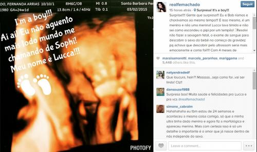 Fernanda Machado descobre que ter um menino: 