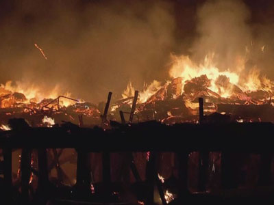incndio destri 100 barracos de favela na Baixada Santista