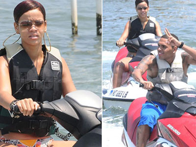 Rihanna e Chris Brown curtem passeio de jet ski em Maryland