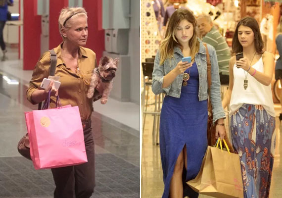 Xuxa e Sasha fazem compras em shopping