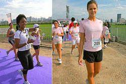 Negra Li e Carolina Del Lama participam de maratona em SP.