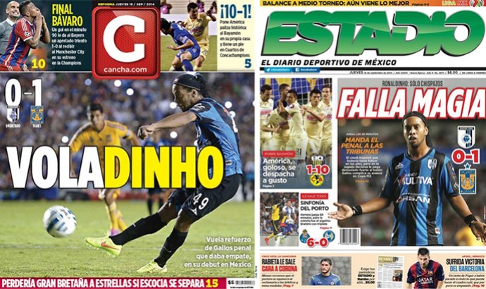 Jornais mexicanos criticam estreia de Ronaldinho Gacho pelo