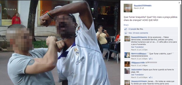 Foto de suposta agresso em praa de BH causa polmica na internet