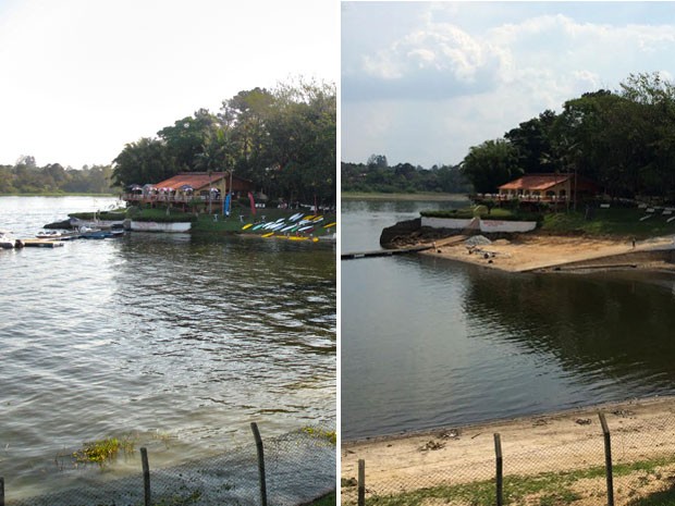 Fotos mostram queda do nvel da represa Guarapiranga em um a