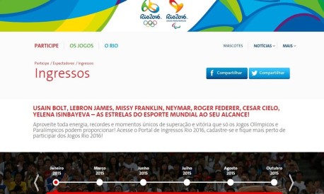 Rio 2016 inicia pr-venda de ingressos para os Jogos