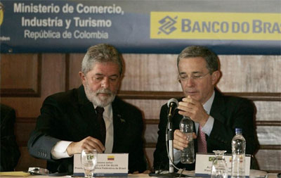 Lula e Uribe inauguram conferncia de negcios em Bogot