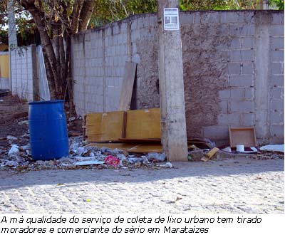 Lixo espalhado continua e irrita moradores em Maratazes