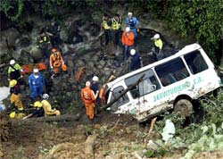 Micronibus cai em morro e dois morrem na Colmbia