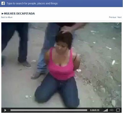 Facebook mantm no ar vdeo de mulher decapitada