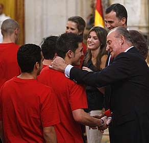 Seleo espanhola  recebida pelo rei Juan Carlos