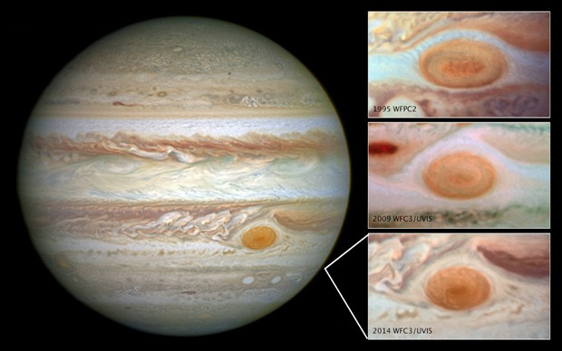 Mancha vermelha de Jpiter est encolhendo, mostra Hubble