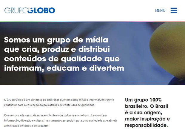 Grupo Globo lana site corporativo