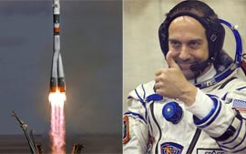 Nave Soyuz parte rumo  ISS com sexto turista espacial 