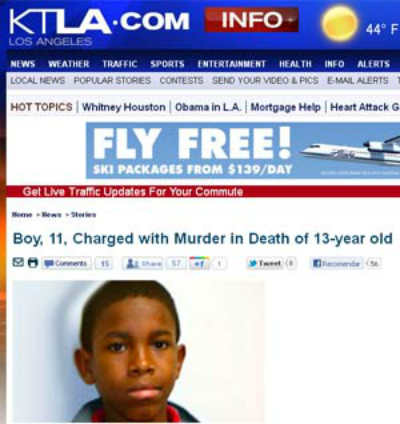 Menino de 11 anos  acusado de matar colega de 13 nos EUA