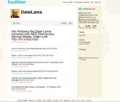 - Dalai Lama entra no Twitter e atrai 55 mil seguidores 