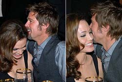 Angelina Jolie e Brad Pitt trocam carinhos e segredos 
