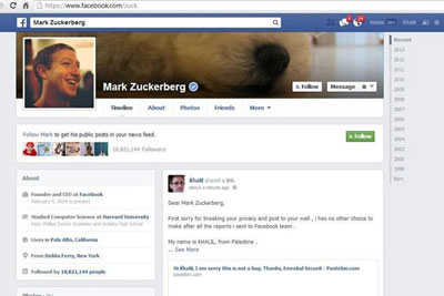 Campanha busca doaes a hacker que invadiu perfil de Zuckerberg