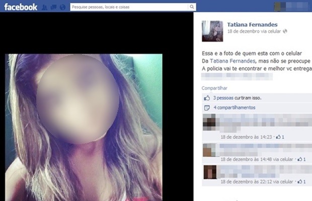 Suspeita de furtar celular posta foto no Facebook da dona do aparelho