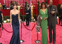 Celebridades j desfilam no tapete vermelho do Oscar