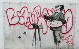 Parede pintada por Banksy  leiloada por mais de US$ 400 mil
