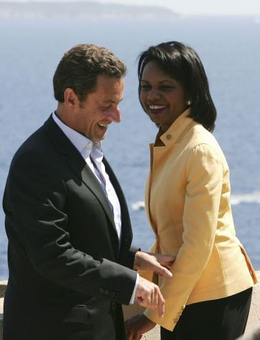 Rice e Sarkozy pedem  Rssia e  Gergia que assinem plano 