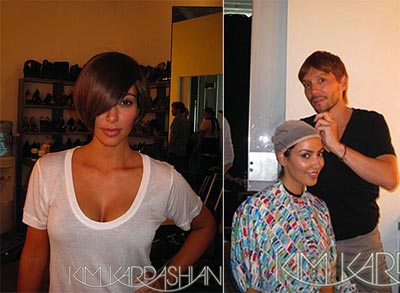 Kim Kardashian posta foto com os cabelos curtos no Twitter