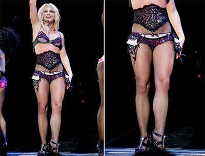 Britney Spears usa cinta para esconder barriga em show 