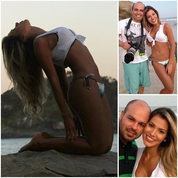Ex-BBB Adriana posa de biquni em praia de nudismo