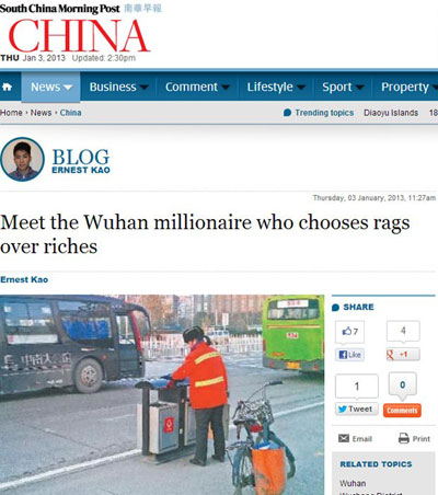 Milionria chinesa trabalha como faxineira para 