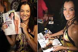 Mnica Carvalho autografa 'Playboy'.
