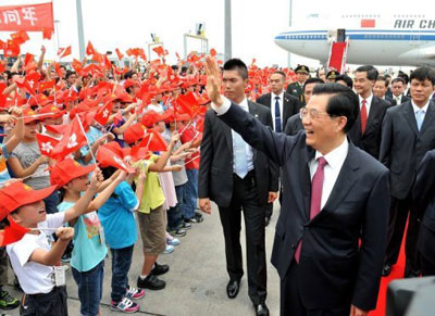 Hu Jintao em Hong Kong para 15 aniversrio de seu retorno  China