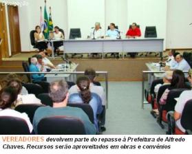 Cmara de Alfredo Chaves devolve R$ 132 mil  Prefeitura