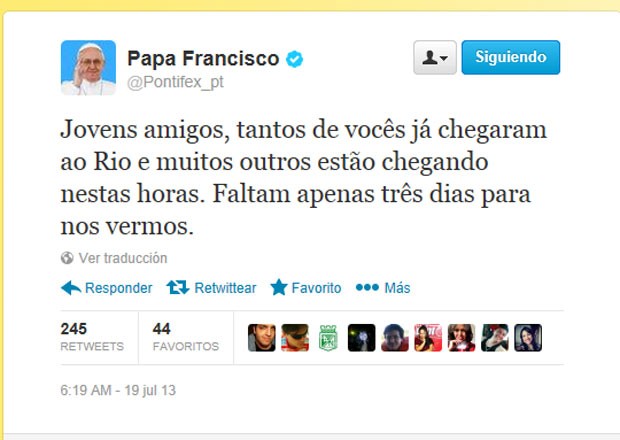 No Twitter, Papa Francisco 