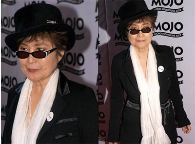 Yoko Ono vai de chapu e culos escuros  premiao 
