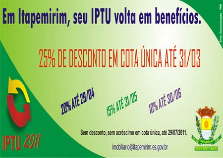 Campanha incentiva pagamento de IPTU em Itapemirim