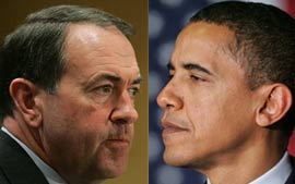 Huckabee e Obama vencem 1 prvia presidencial nos EUA