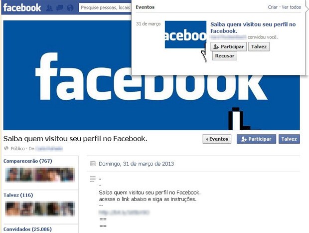 Golpes no Facebook usam mensagens particulares e eventos