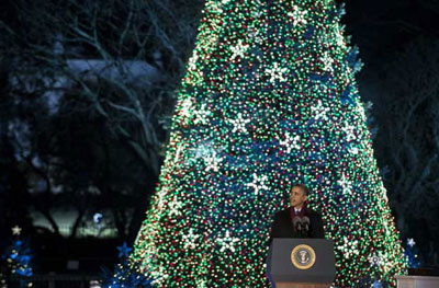 Obama acende rvore de Natal Nacional e lembra tempestade Sandy