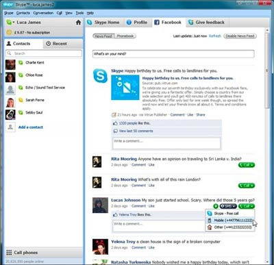 Nova verso do Skype integra Facebook