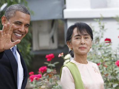 Ao lado de Suu Kyi, Obama exalta reformas democrticas em Mianmar  